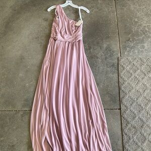 David's Bridal Pink One-Shoulder Wedding Dress
